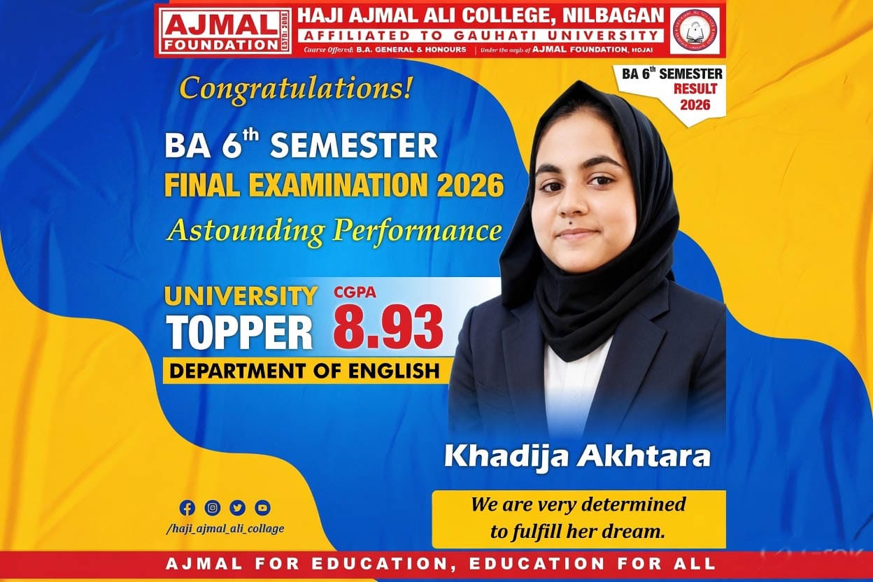 Read more about the article A Historic Achievement: Haji Ajmal Ali College Student Tops Gauhati University BA Final Examination-2026